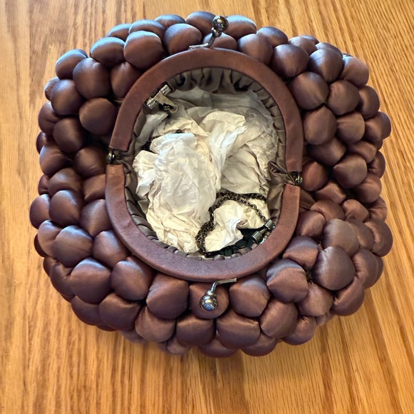 Marco Santi Brown Satin Clutch with Knot Design - Picture 4 of 8